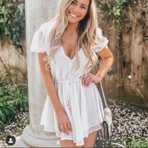 Goodnight Macaroon White Dotted Romper